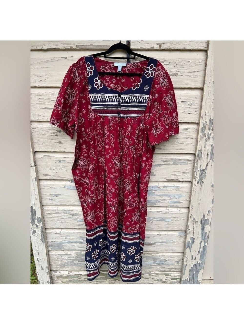 Vintage Only Necessities 90s Bandana Print Fourth Of July MuMu Midi Dress 2X